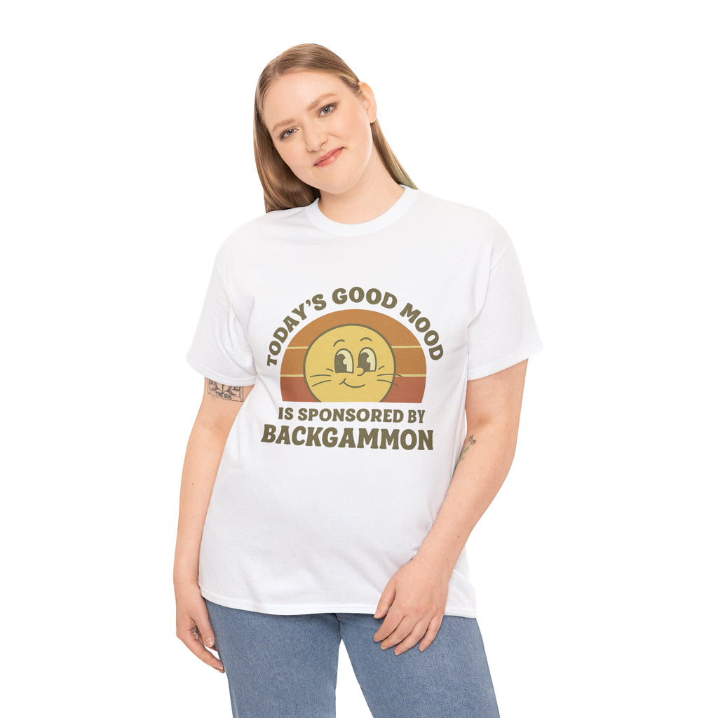 "Today’s Good Mood Is Sponsored by Backgammon" T-Shirt | Retro Smiley Tee