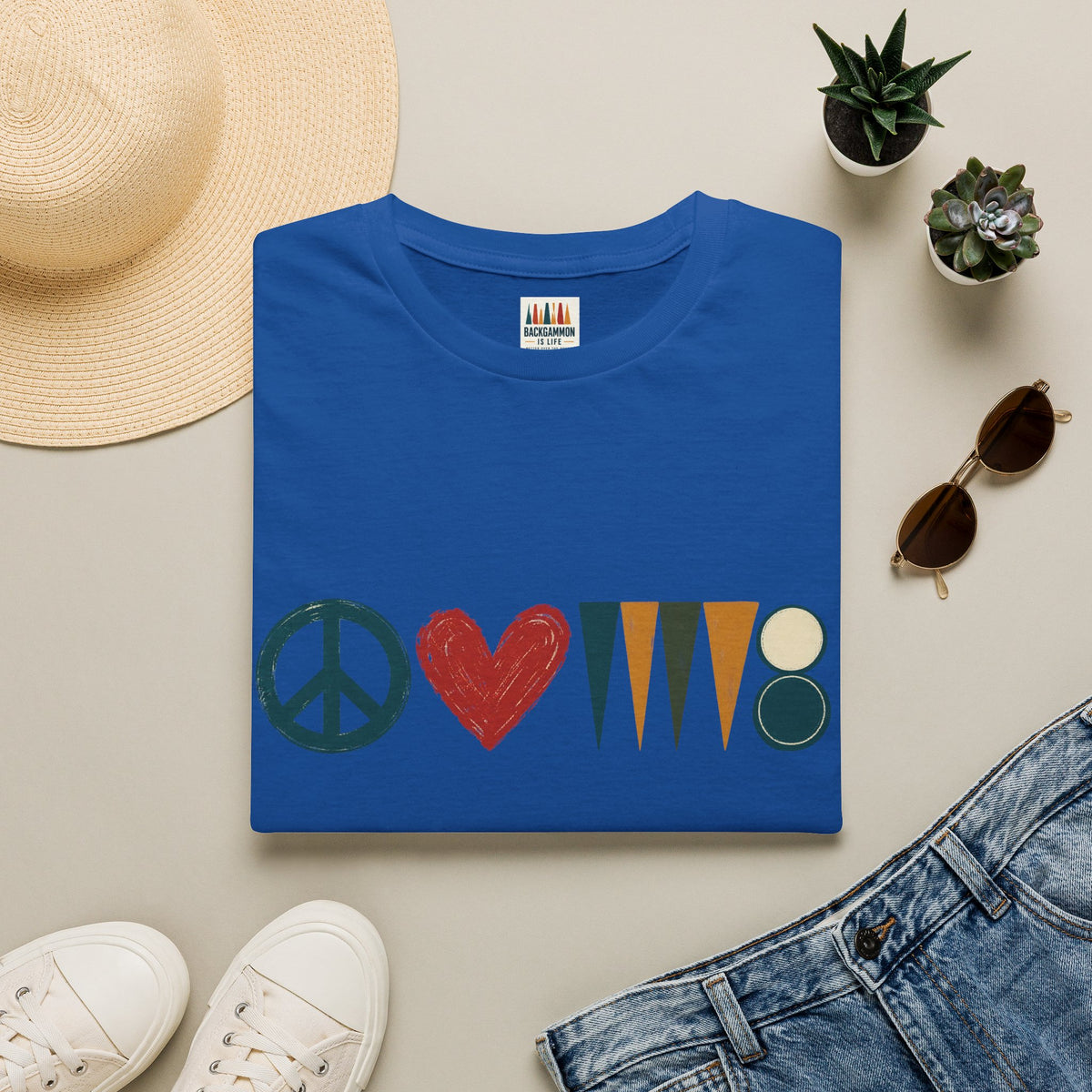peace love and backgammon 3 T-Shirt — Retro Nature Wildlife Tee