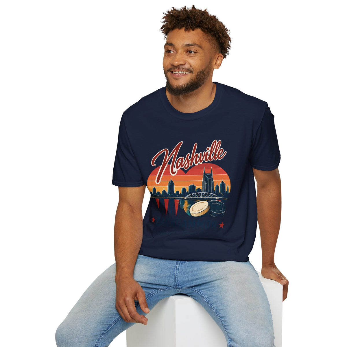 Nashville Backgammon T‑Shirt — Vintage Skyline Game Night Tee