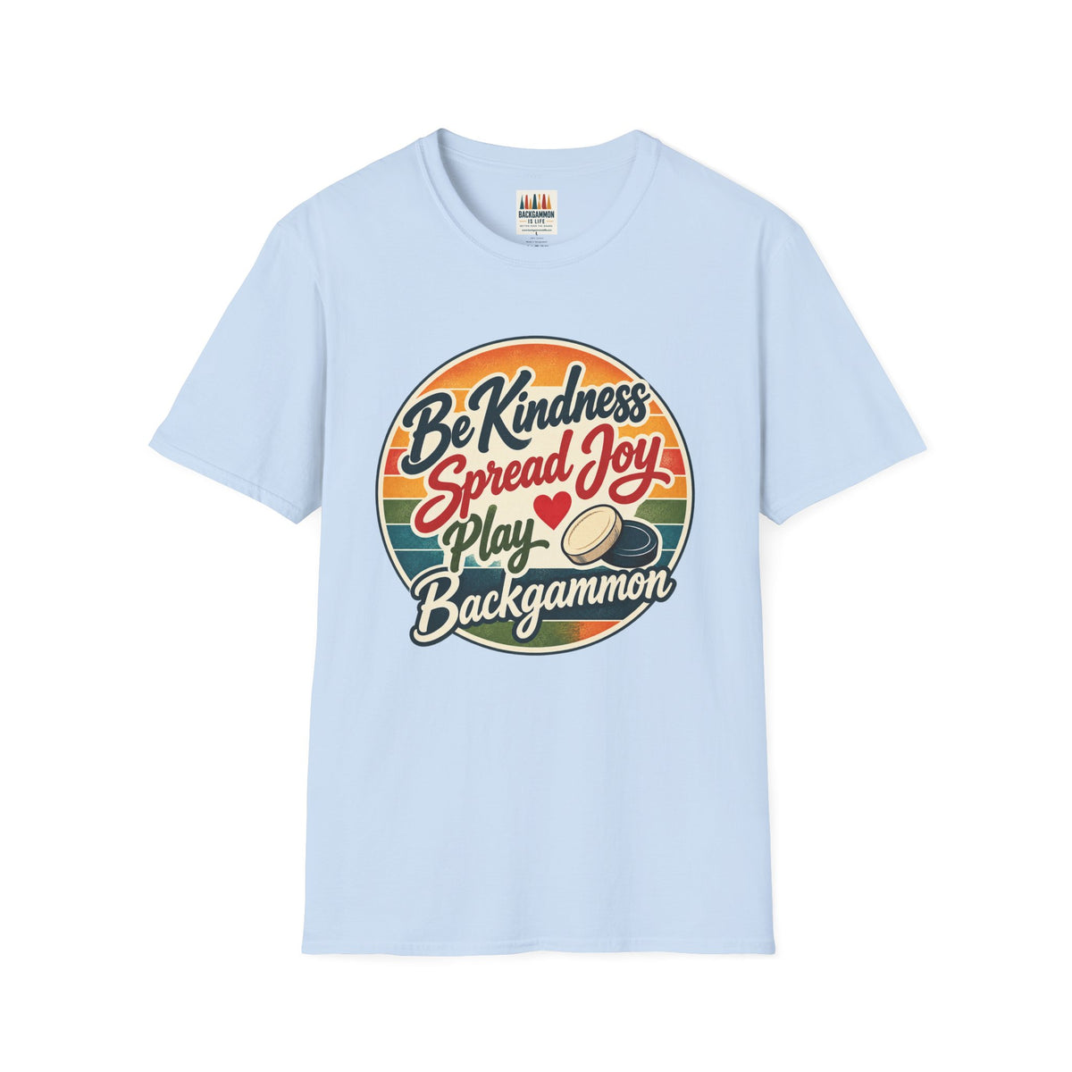 Backgammon T-Shirt — “Be Kindness Spread Joy Play Backgammon 2” Retro Graphic Tee