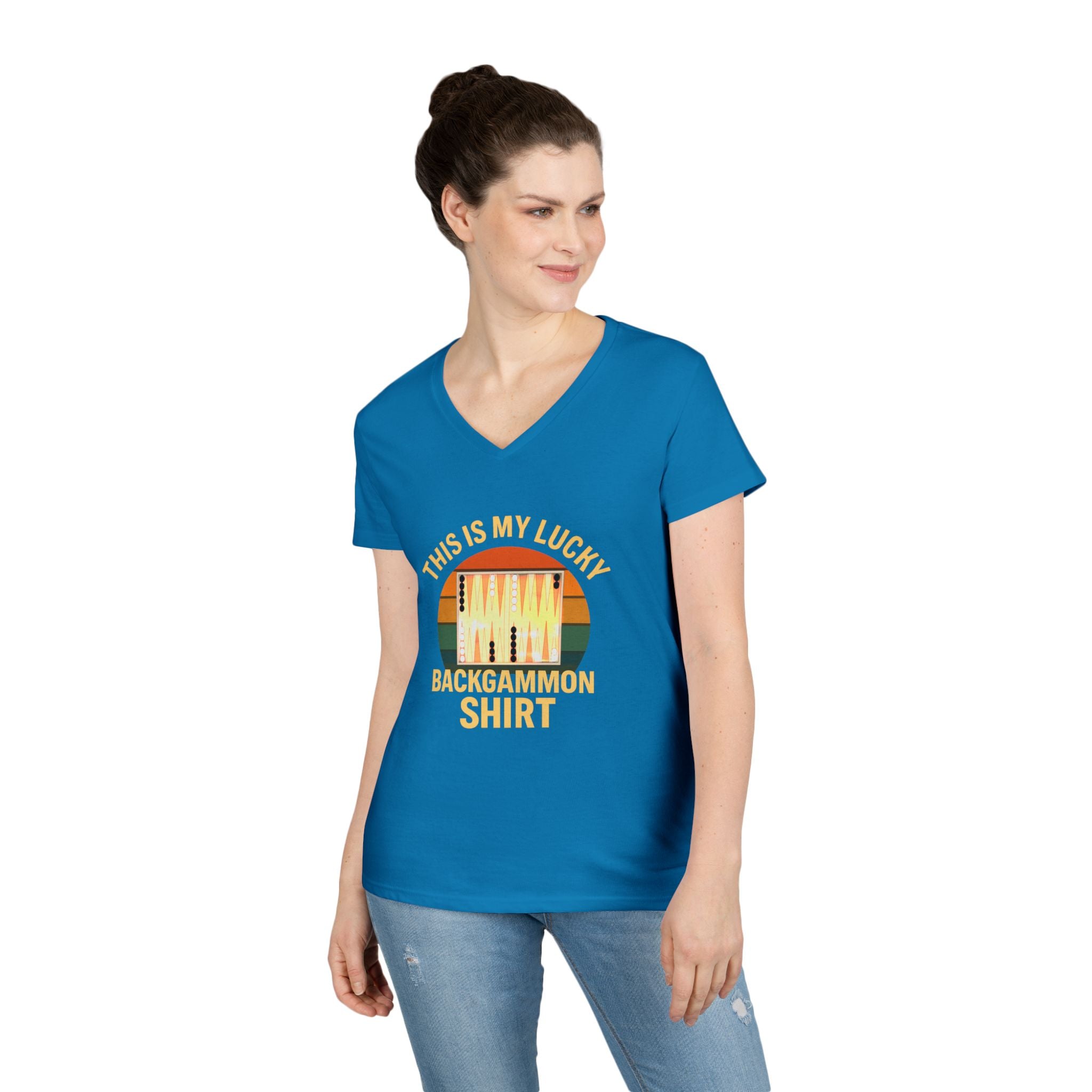 This Is My Lucky Backgammon Shirt 2 Ladies V-Neck T-shirt