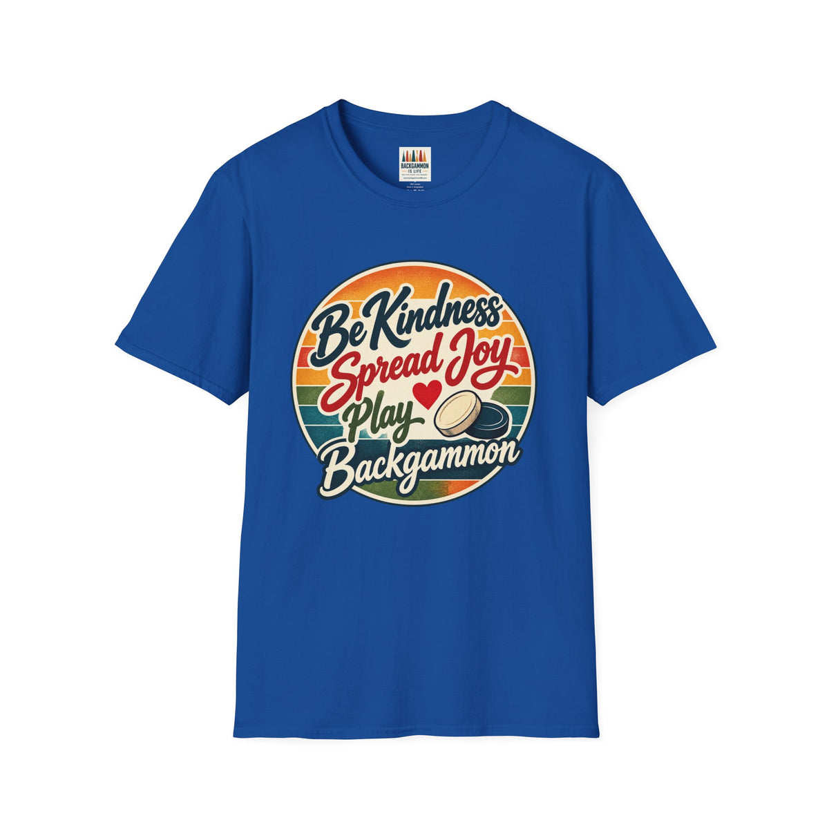Backgammon T-Shirt — “Be Kindness Spread Joy Play Backgammon 2” Retro Graphic Tee