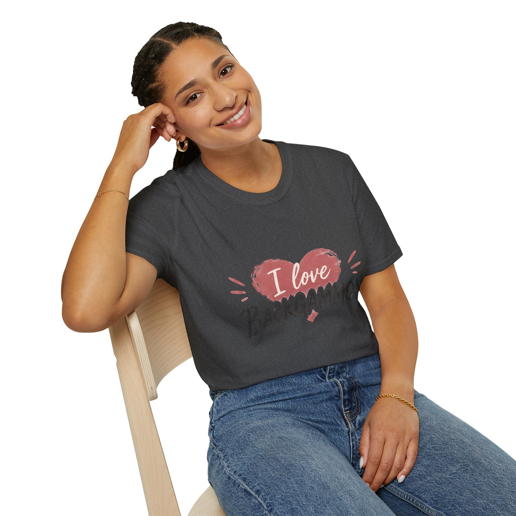 Backgammon Heart T-Shirt — "I Love Backgammon" Casual Tee