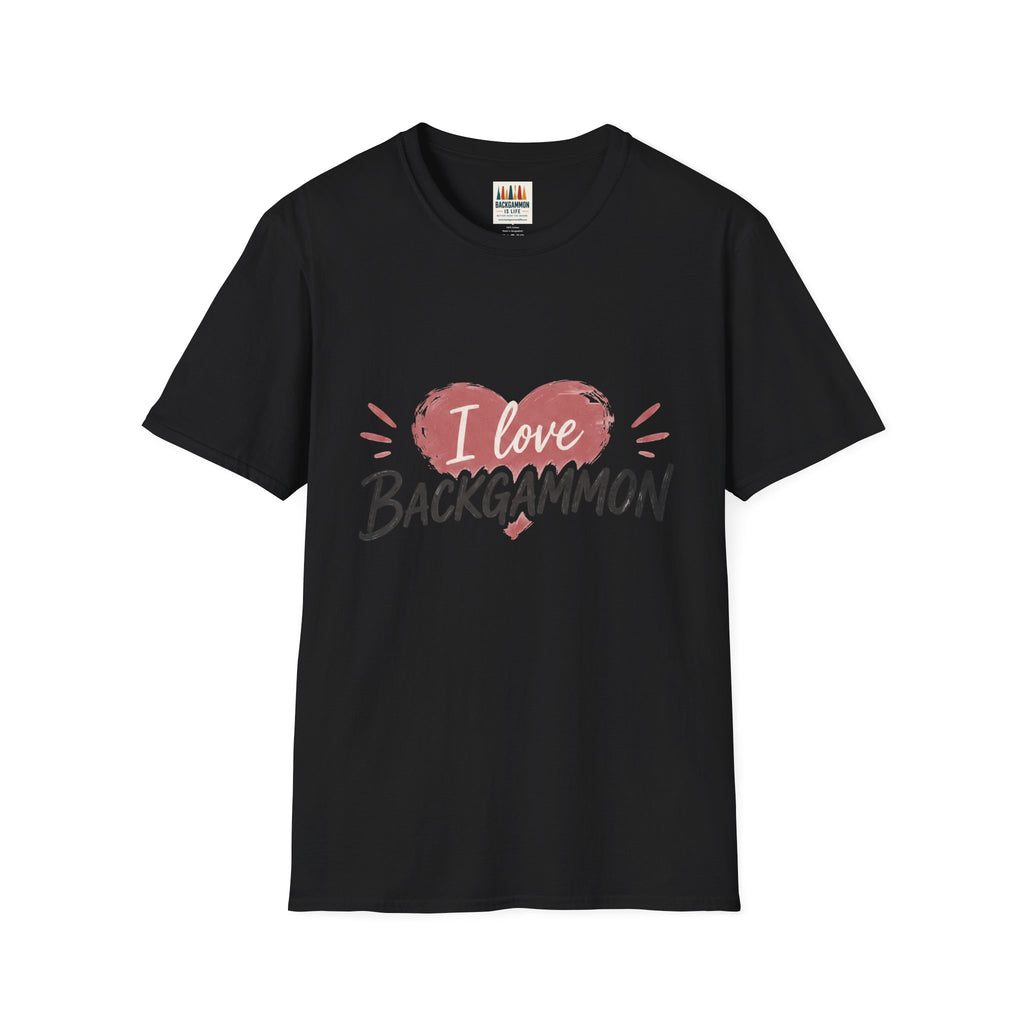 Backgammon Heart T-Shirt — "I Love Backgammon" Casual Tee