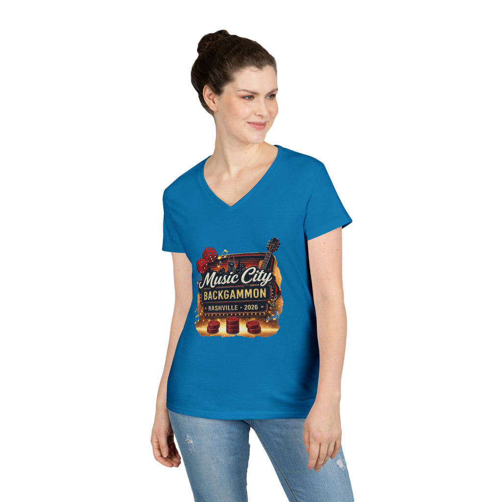 Music City Backgammon Nashville 2026 — Ladies' V-Neck T-Shirt