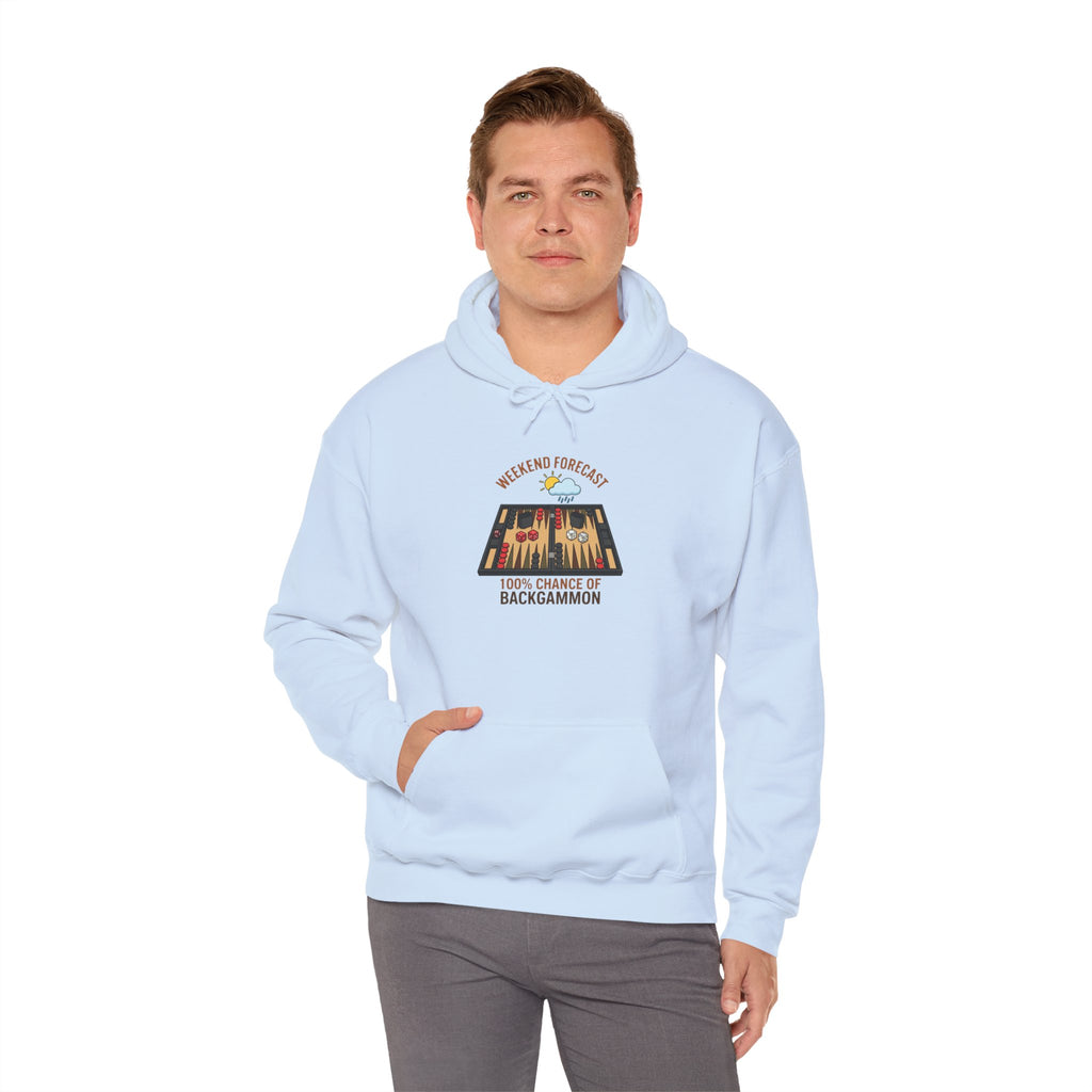 Weekend Forecast: 100% Chance of Backgammon Unisex Heavy Blend™ Hooded Sweatshirt