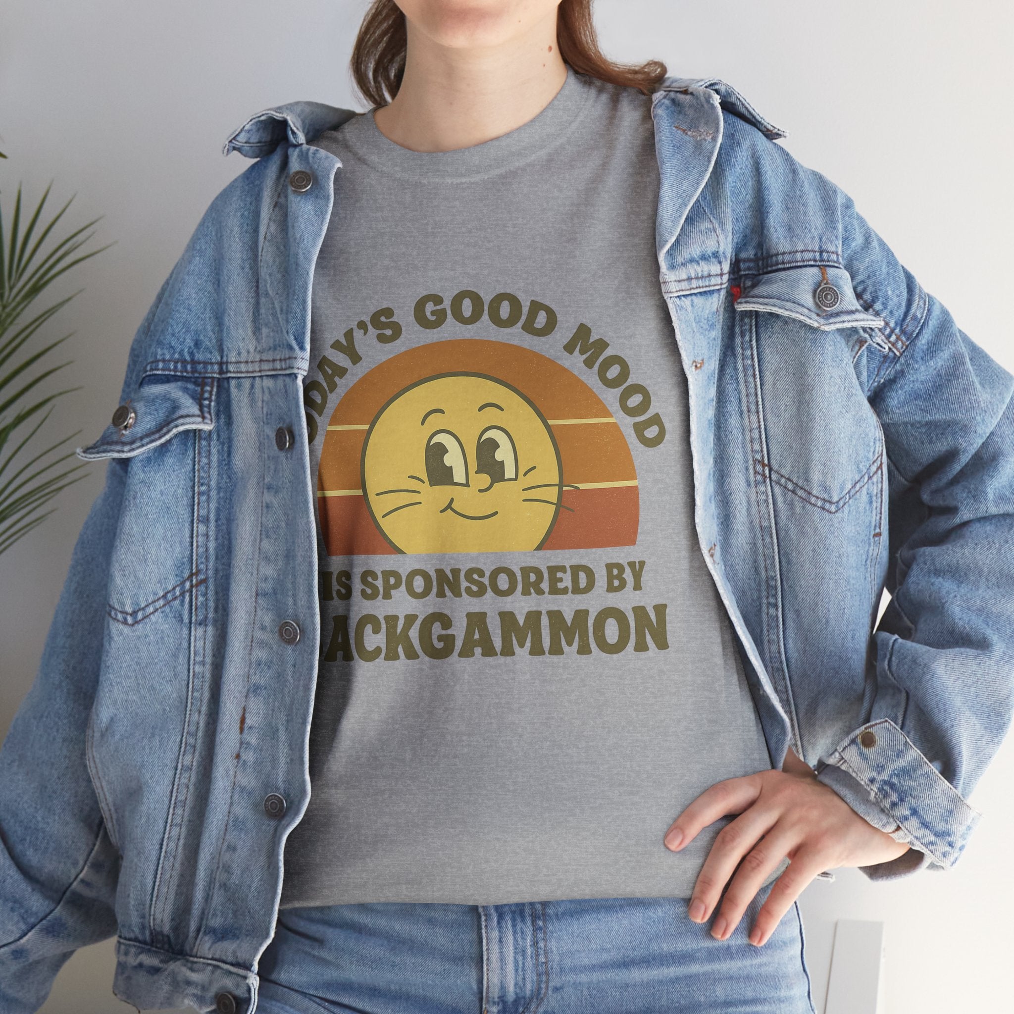 "Today’s Good Mood Is Sponsored by Backgammon" T-Shirt | Retro Smiley Tee