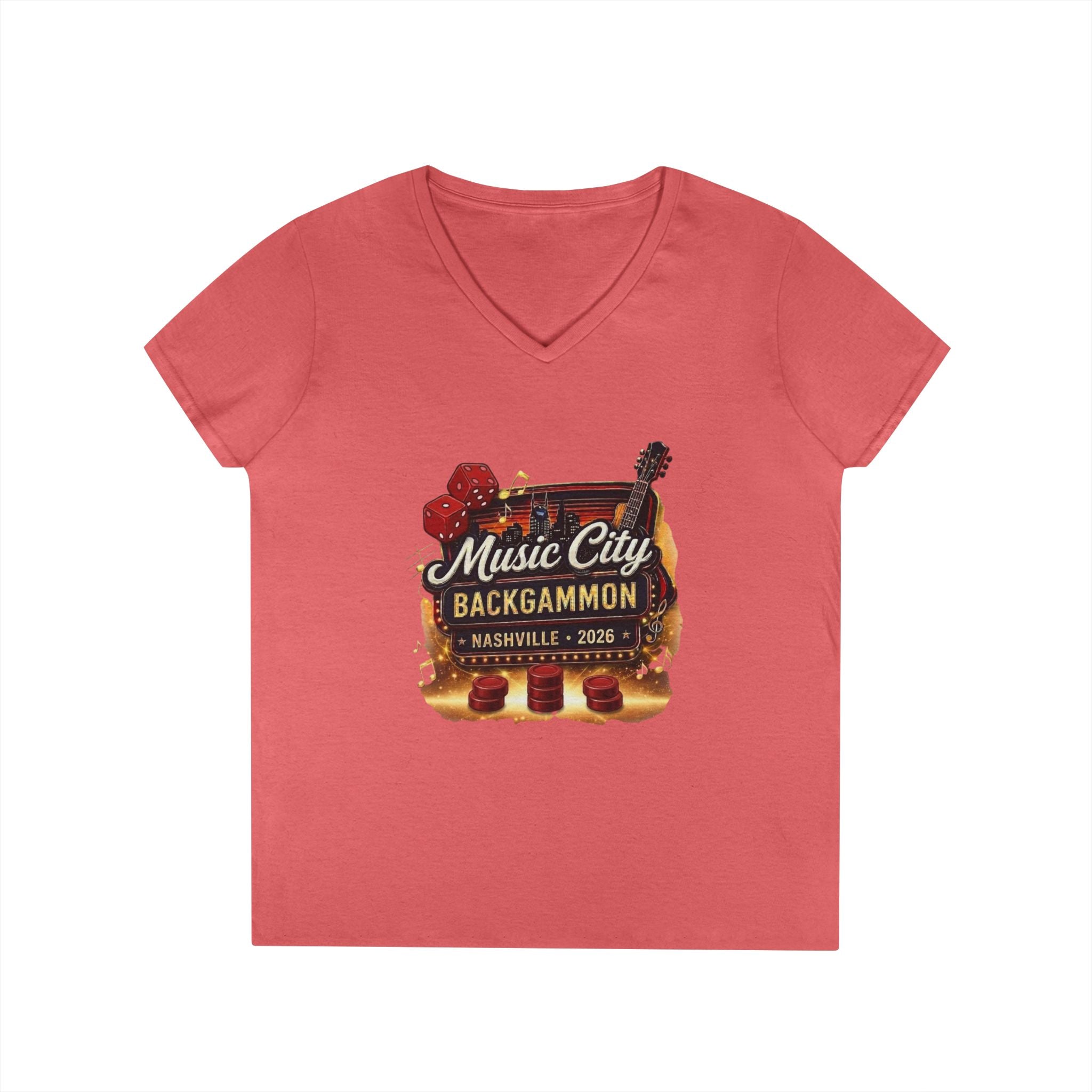 Music City Backgammon Nashville 2026 — Ladies' V-Neck T-Shirt