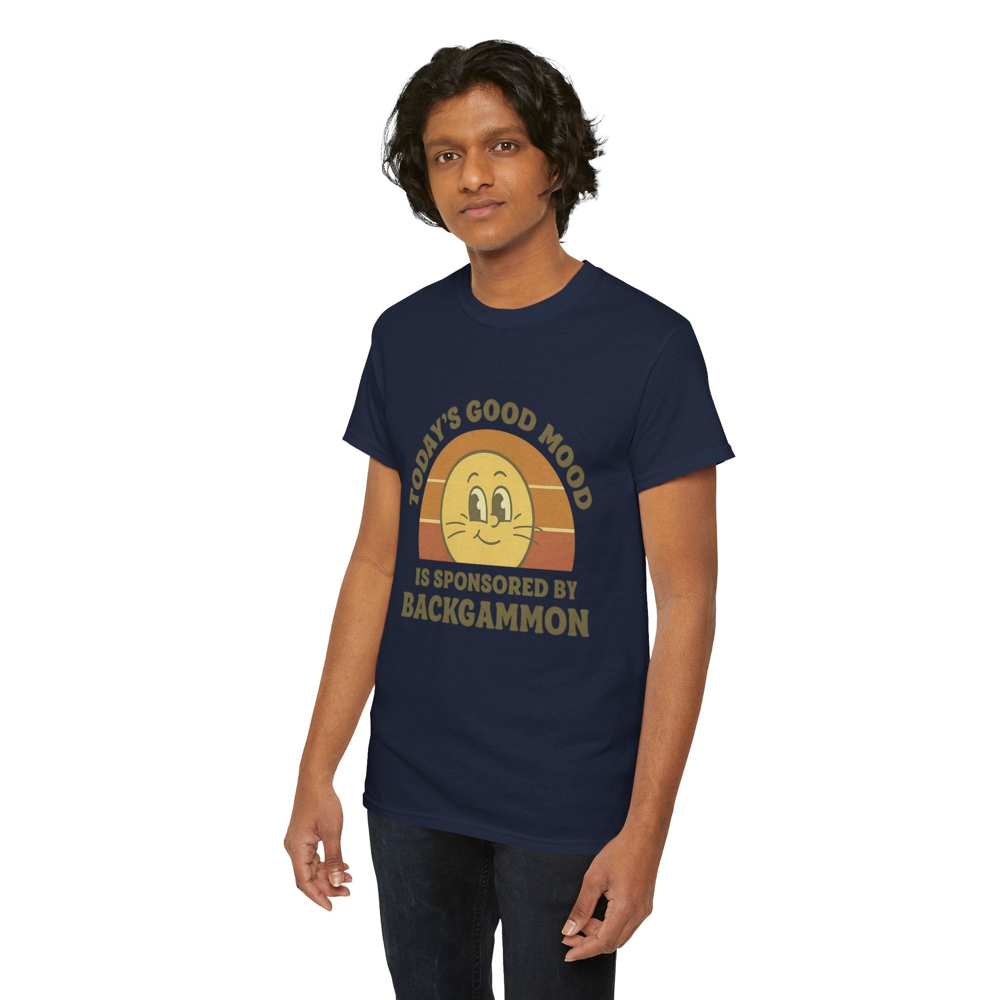 "Today’s Good Mood Is Sponsored by Backgammon" T-Shirt | Retro Smiley Tee