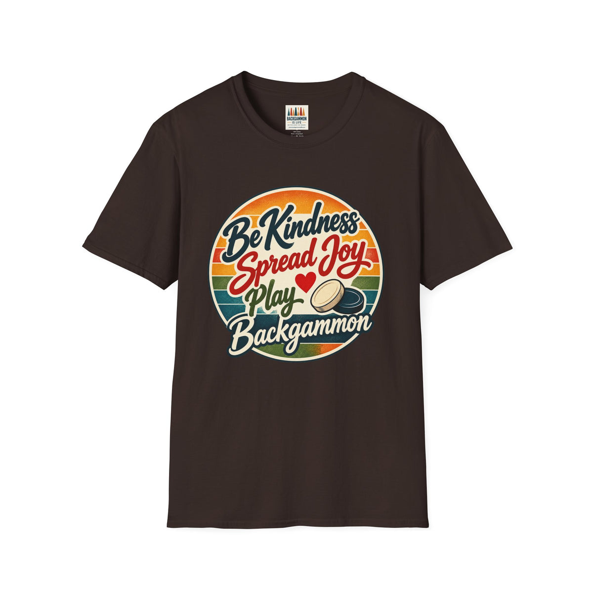 Backgammon T-Shirt — “Be Kindness Spread Joy Play Backgammon 2” Retro Graphic Tee
