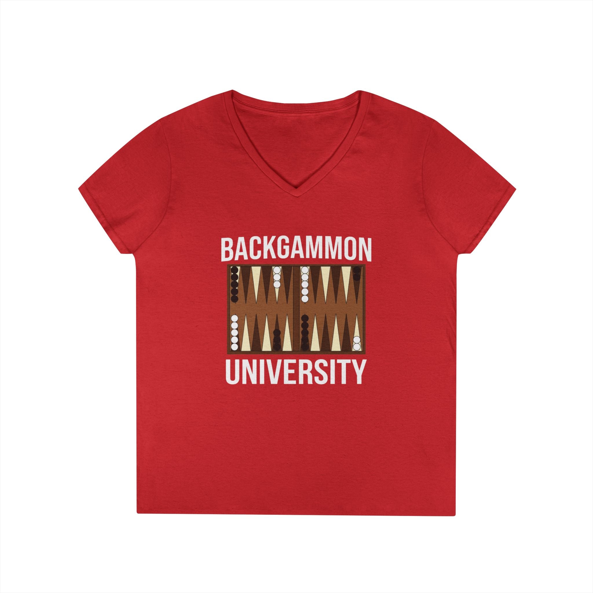 Backgammon University Ladies' V-Neck T-Shirt — Backgammon Board Graphic Tee