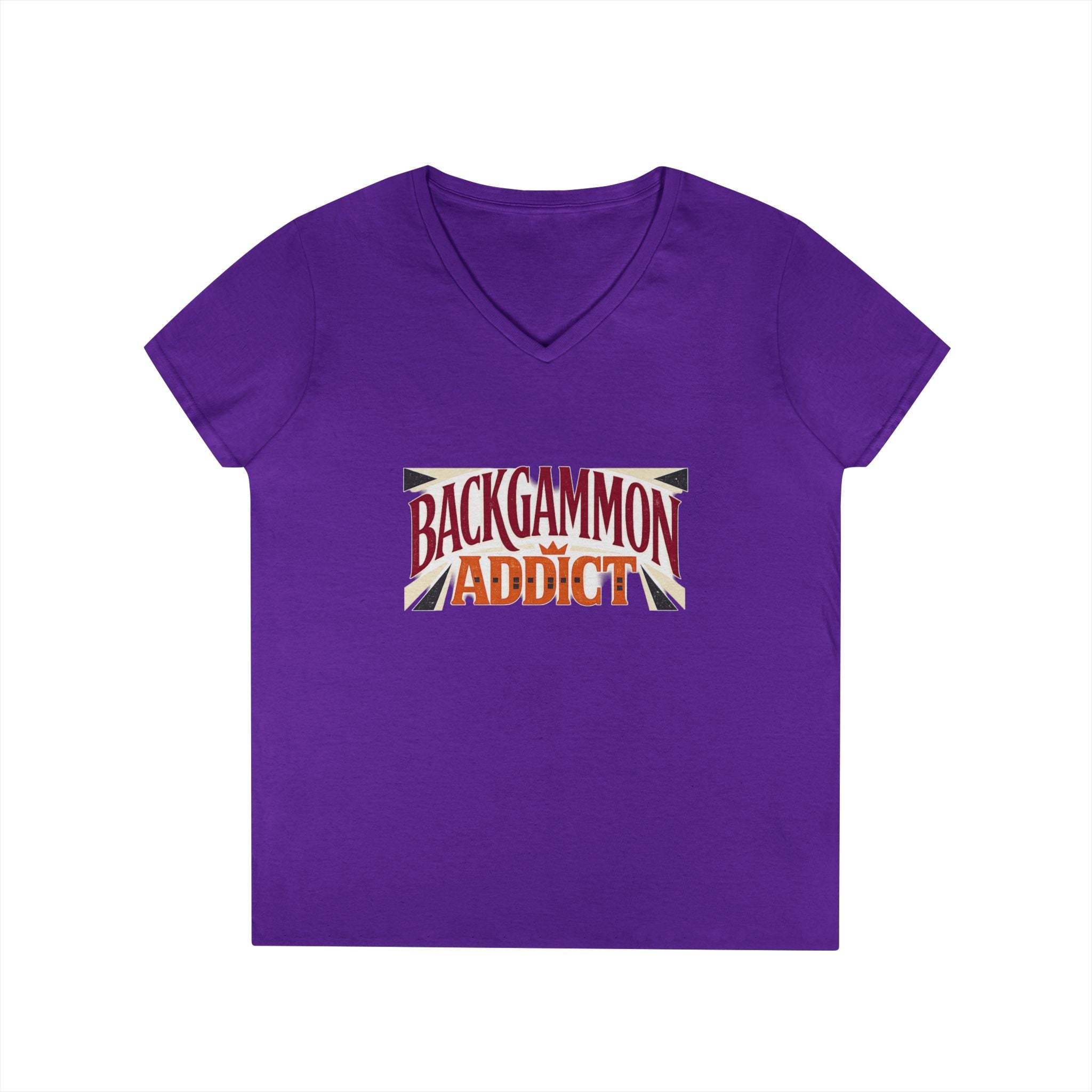 Backgammon Addict Ladies' V-Neck T-Shirt — Retro Game Lover Tee