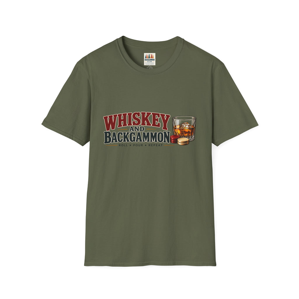 Whiskey and Backgammon T-Shirt — Vintage Bar Game Tee