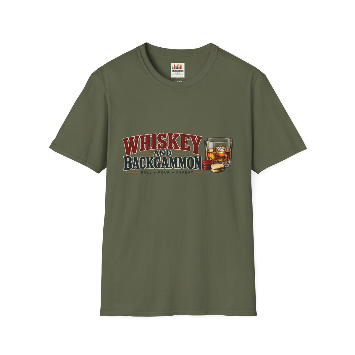 Whiskey and Backgammon T-Shirt — Vintage Bar Game Tee
