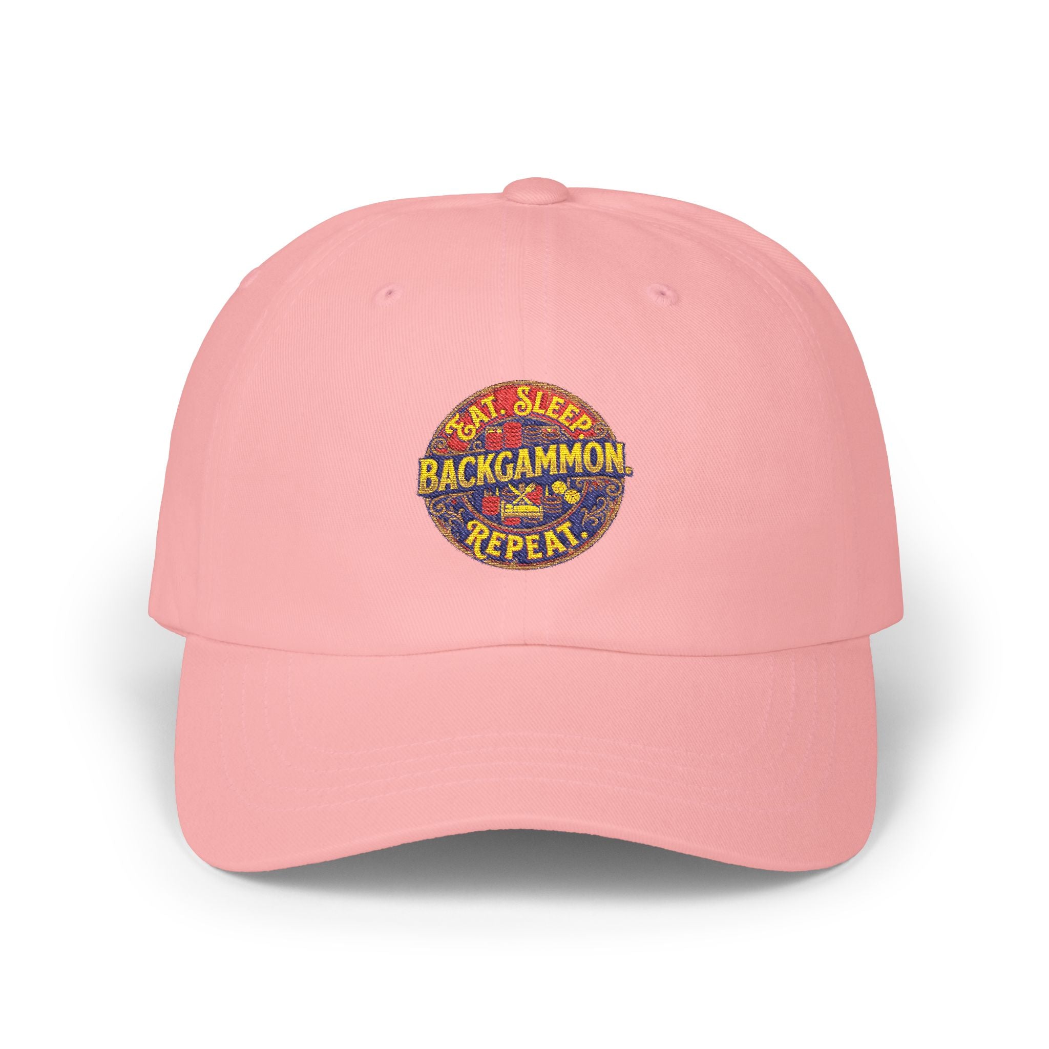 Eat. Sleep. Backgammon. Repeat. Cap — Embroidered Baseball Hat