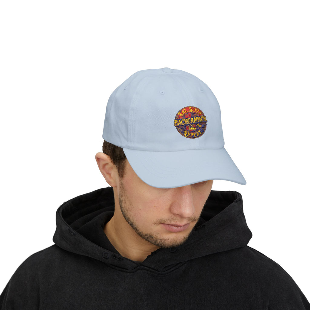 Eat. Sleep. Backgammon. Repeat. Cap — Embroidered Baseball Hat