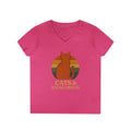 Cats & Backgammon ladies V-Neck Tee — Retro Cat Graphic Shirt for Players & Cat Lovers