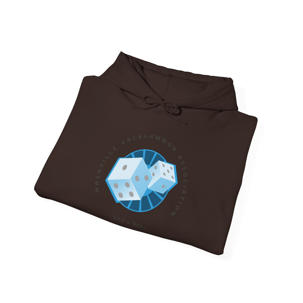 Nashville Backgammon Association Hoodie - 'Let's Roll' Blue Dice Graphic Gaming