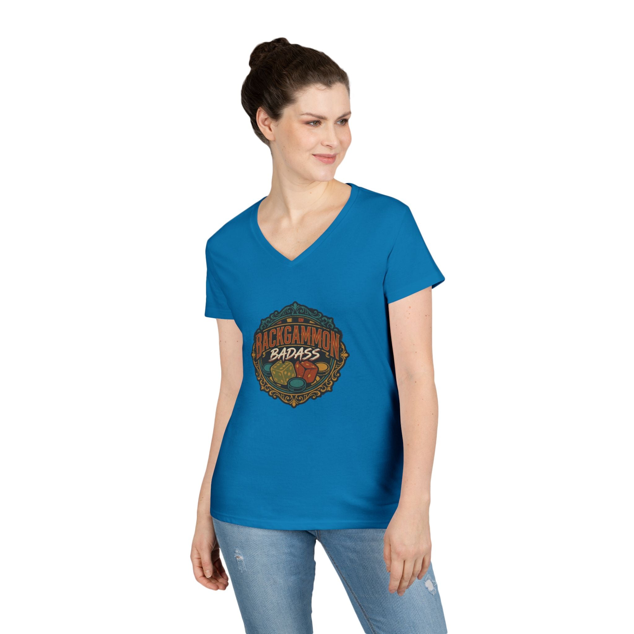 Backgammon Badass Ladies' V-Neck T-Shirt