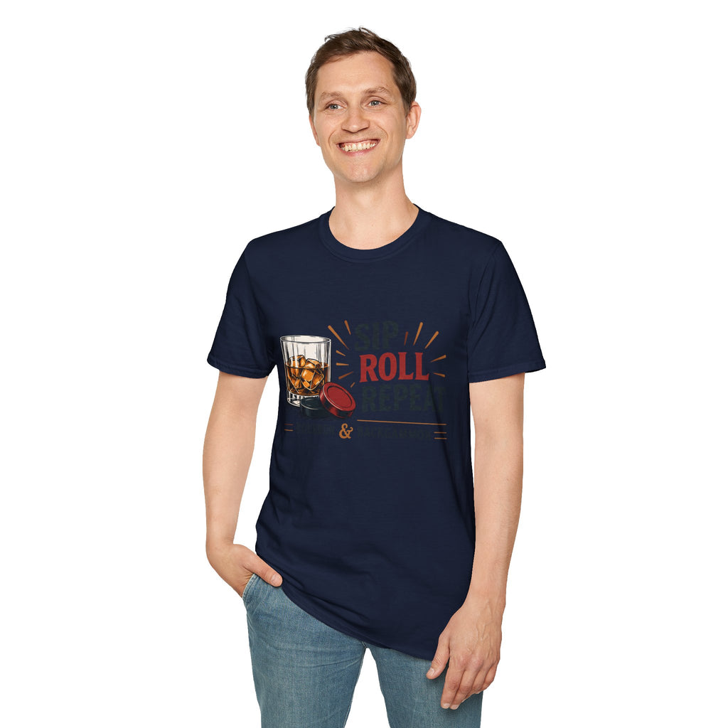 Sip Roll Repeat T-Shirt — Bourbon & Backgammon Tee