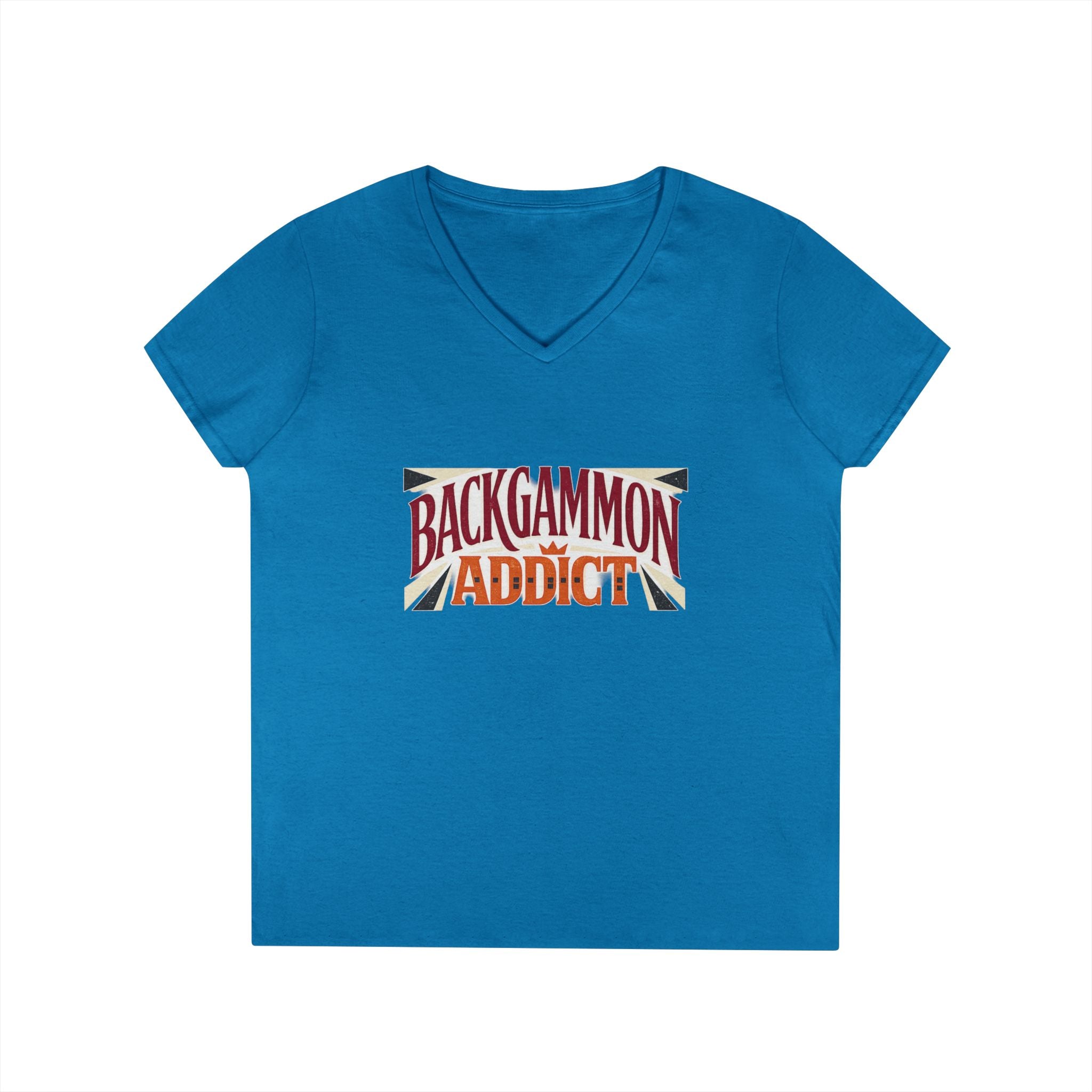 Backgammon Addict Ladies' V-Neck T-Shirt — Retro Game Lover Tee