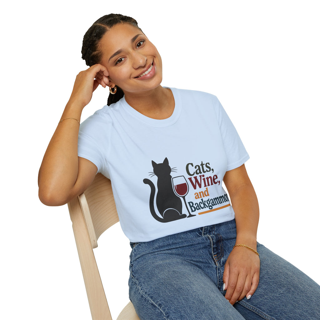 cats wine and backgammon 2 T-Shirt