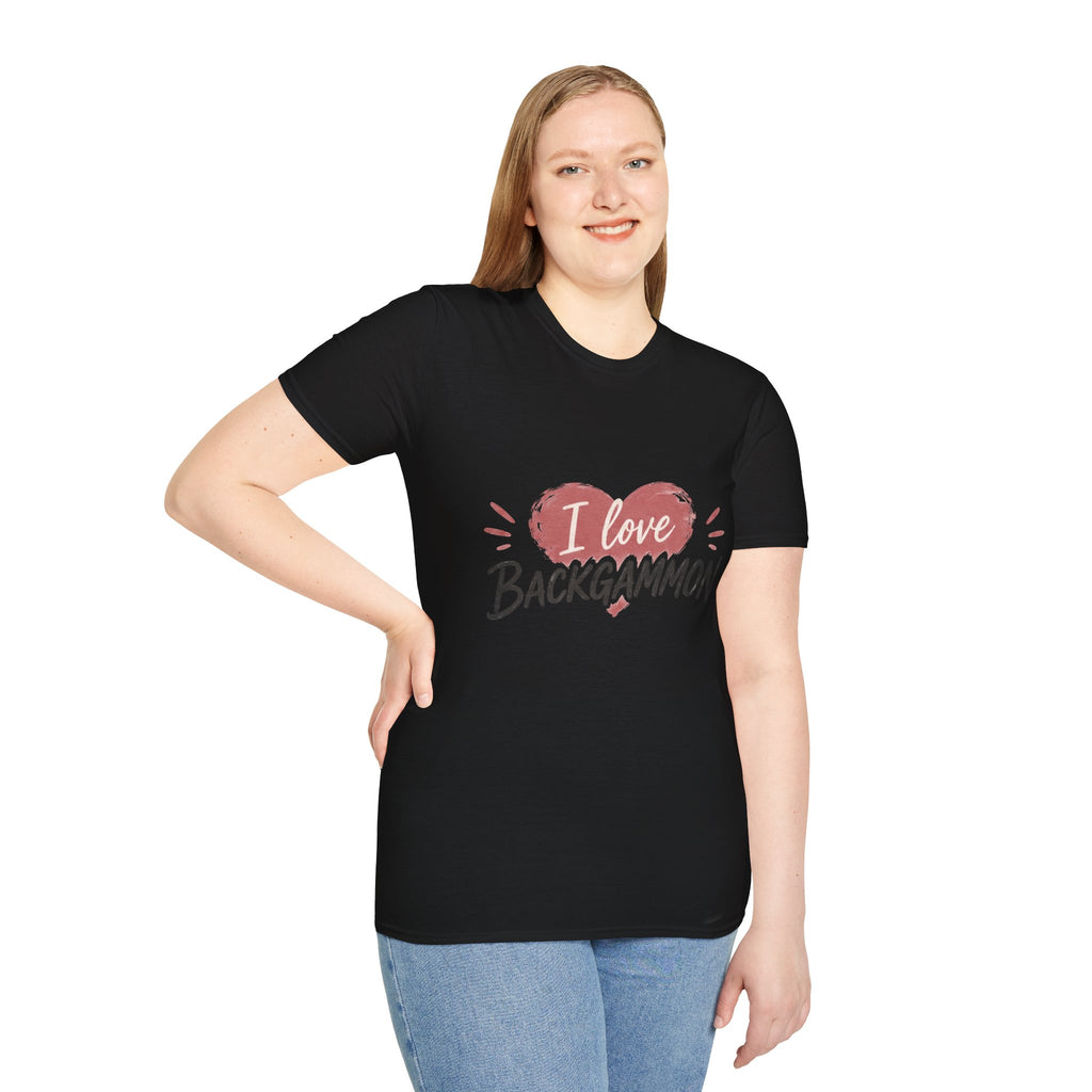 Backgammon Heart T-Shirt — "I Love Backgammon" Casual Tee