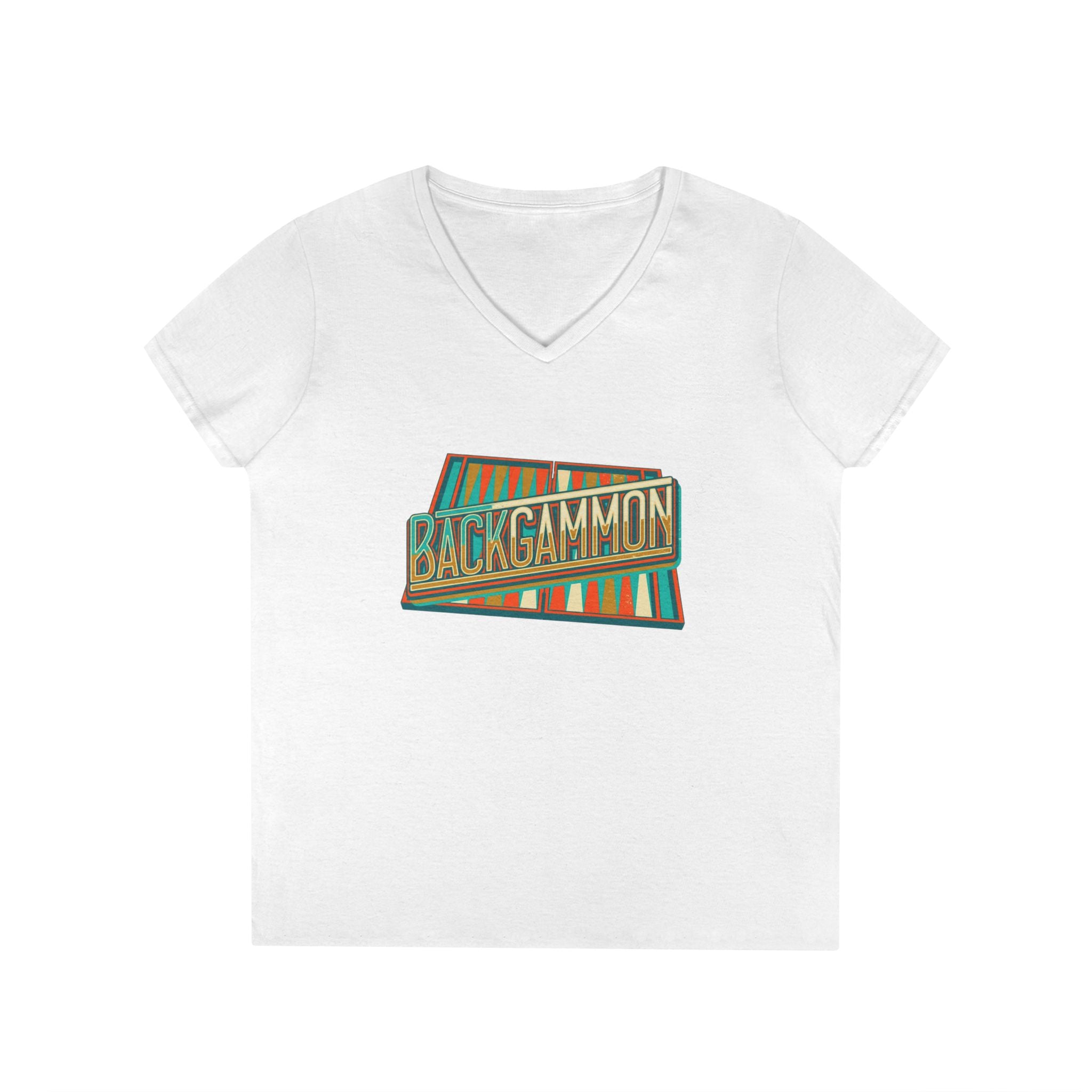 Backgammon Vintage Ladies' V-Neck T-Shirt — Retro Board Game Shirt for Women