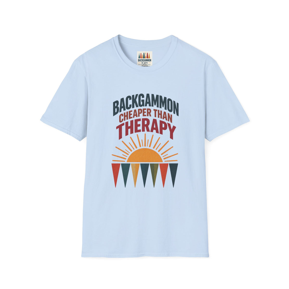 Backgammon Cheaper Than Therapy T-Shirt – Retro Sunset Board Game Tee