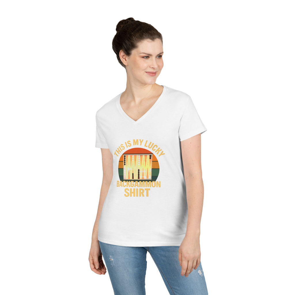 This Is My Lucky Backgammon Shirt 2 Ladies V-Neck T-shirt