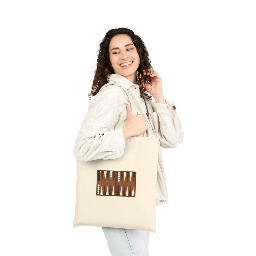 Backgammon University Canvas Tote Bag — Vintage Game Night Cotton Shopper