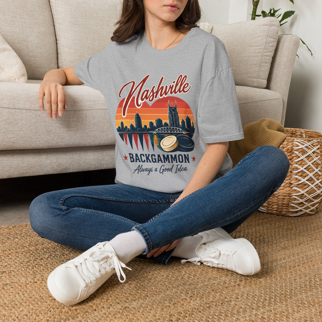 Nashville Backgammon T‑Shirt — Vintage Skyline Game Night Tee