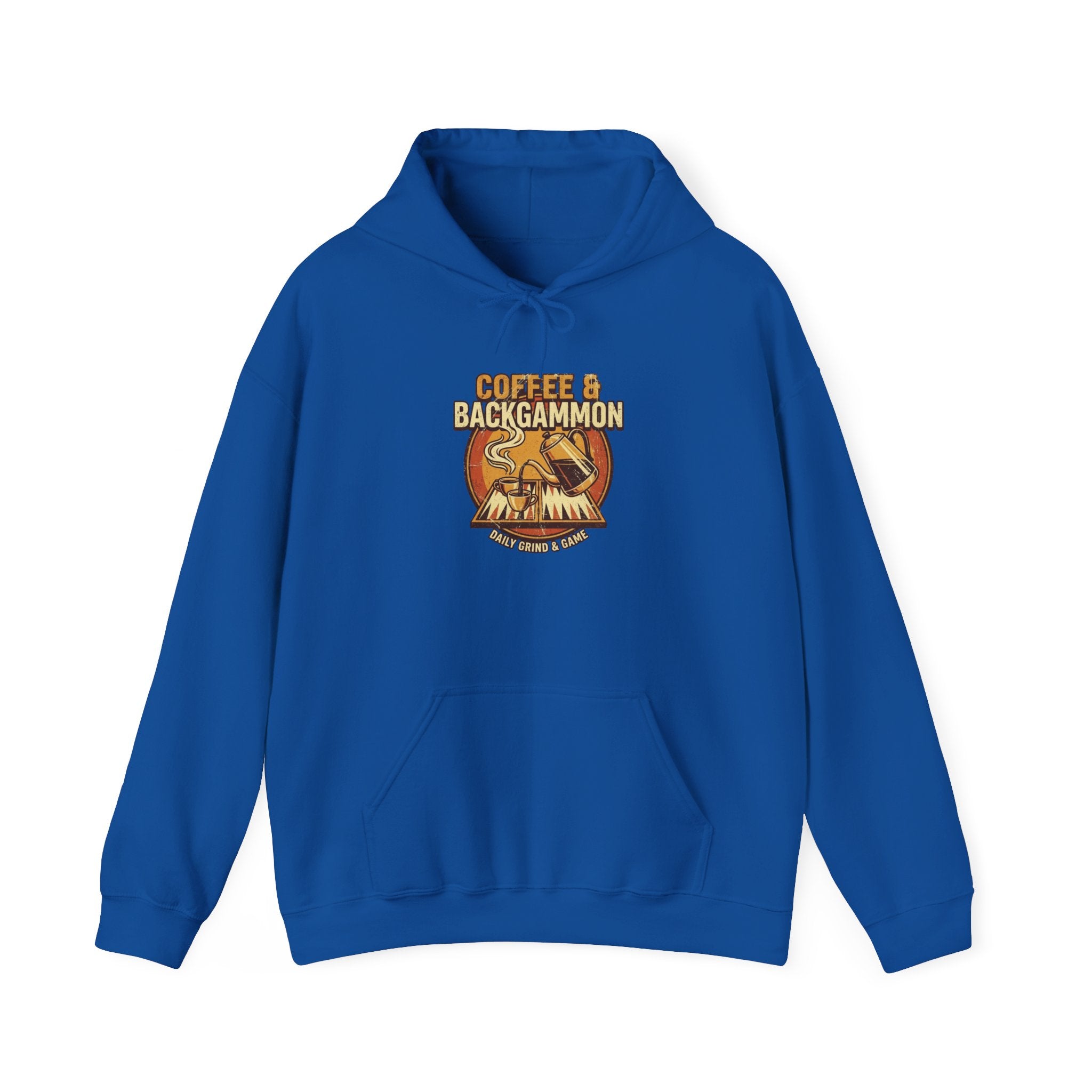 Coffee & Backgammon Unisex Heavy Blend™ Hooded Sweatshirt — Retro Coffee Lovers Game Night Sweatshirt
