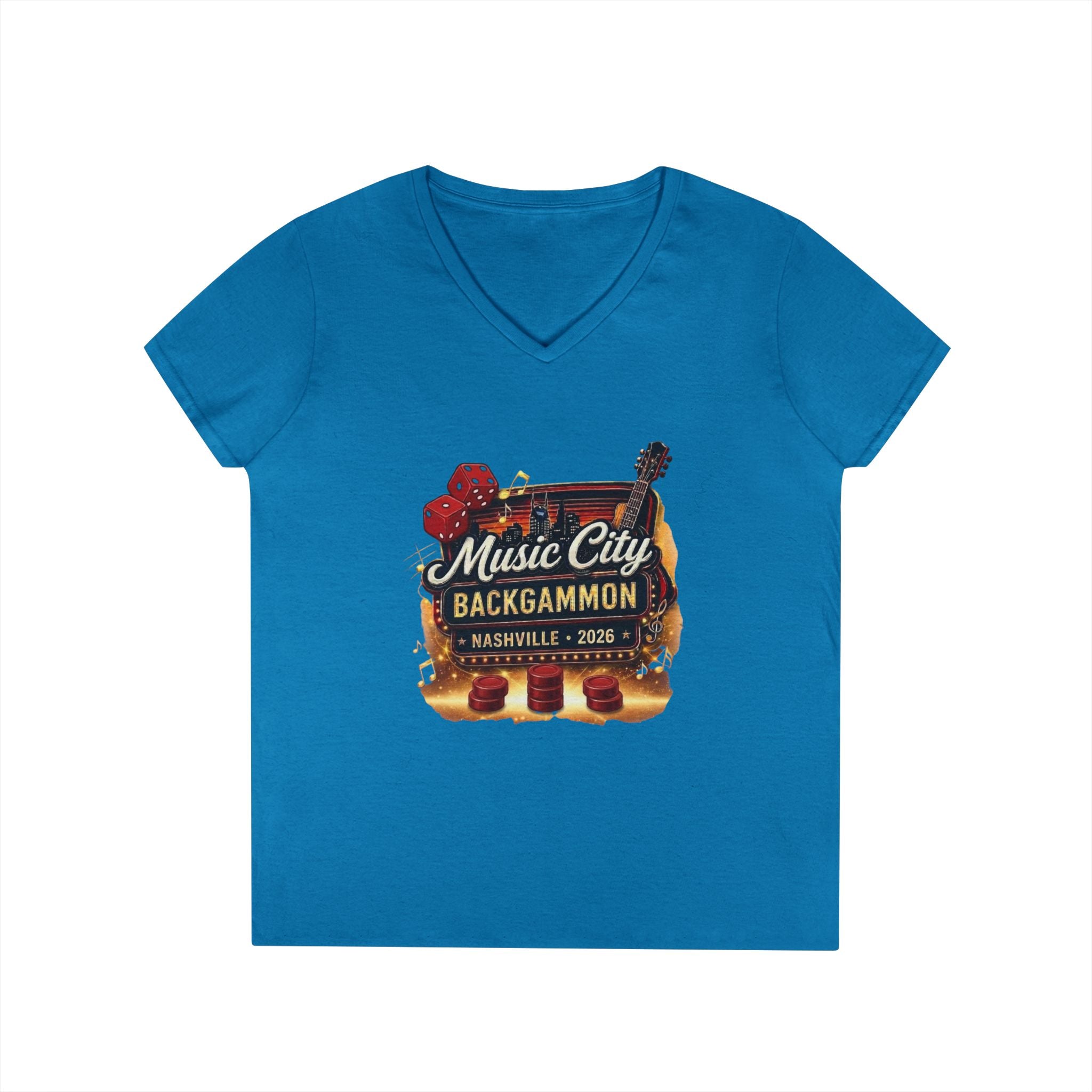 Music City Backgammon Nashville 2026 — Ladies' V-Neck T-Shirt