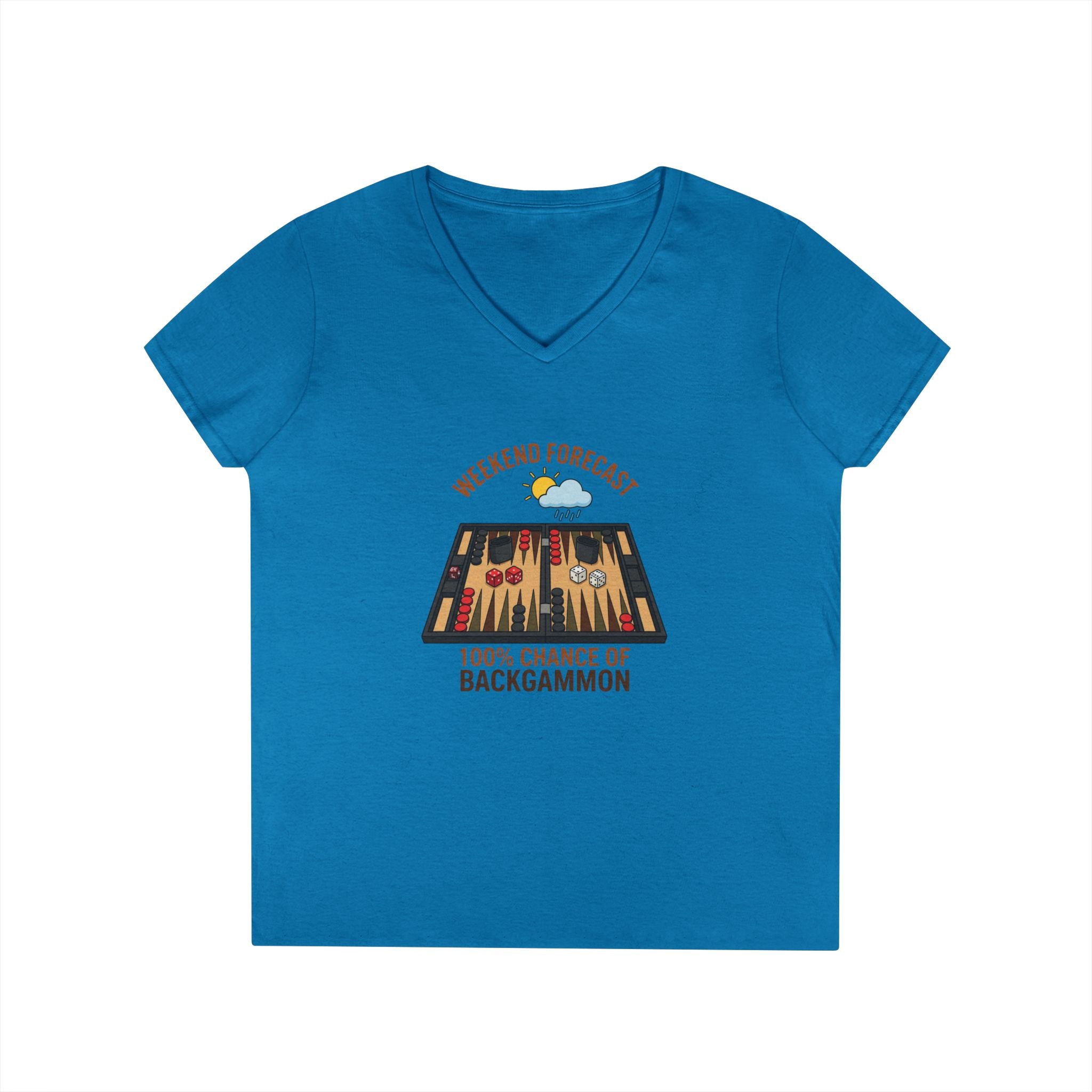 Weekend Forecast: 100% Chance of Backgammon Ladies' V-Neck T-Shirt