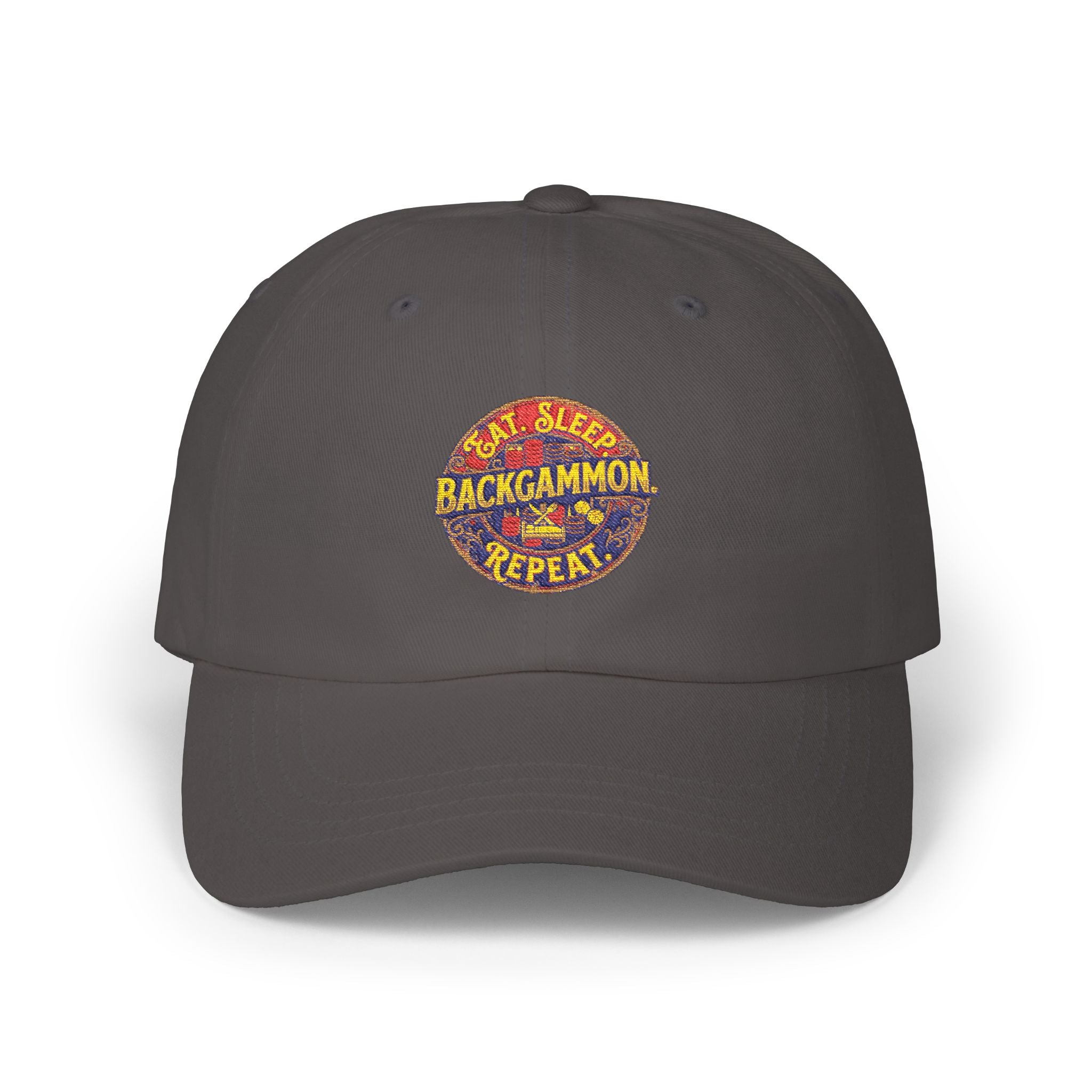 Eat. Sleep. Backgammon. Repeat. Cap — Embroidered Baseball Hat