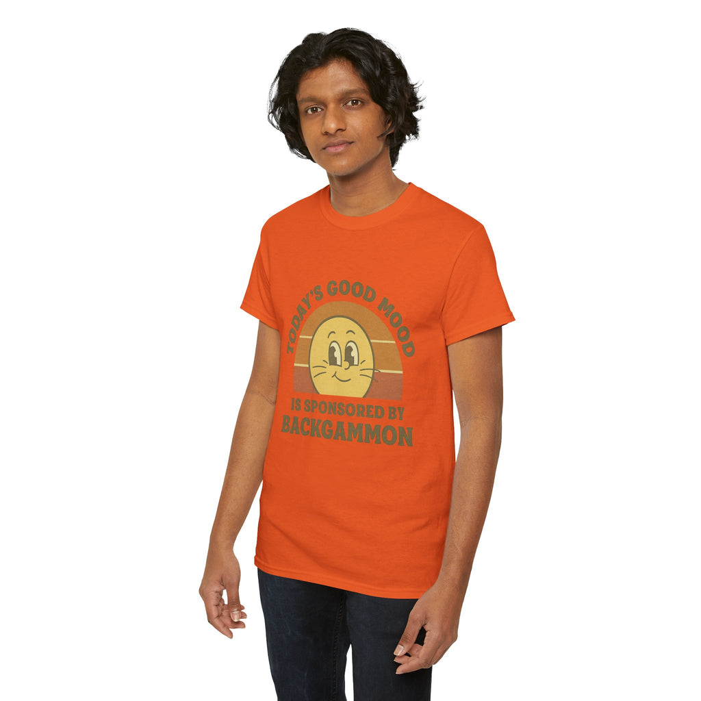 "Today’s Good Mood Is Sponsored by Backgammon" T-Shirt | Retro Smiley Tee