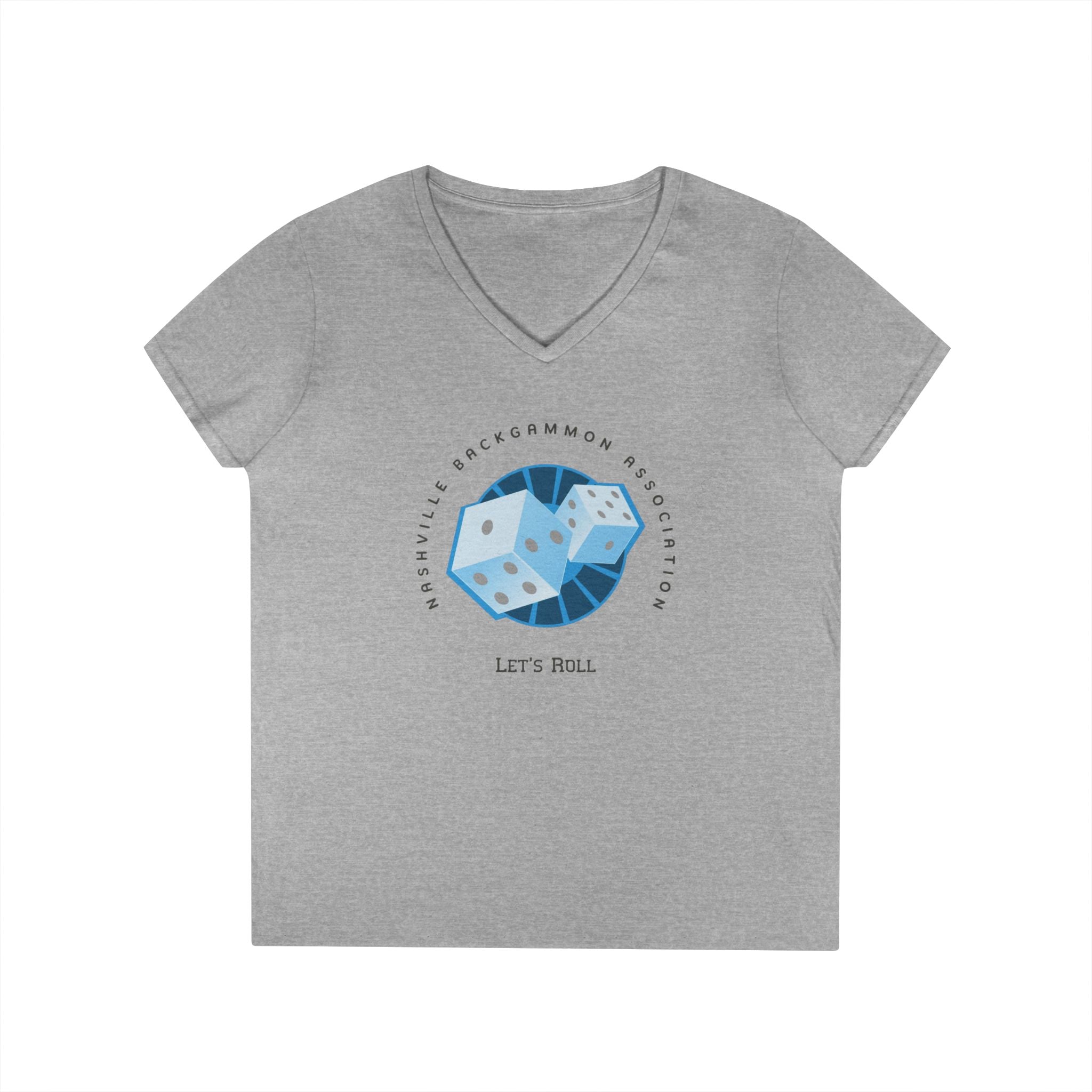 Nashville Backgammon Association Ladies' V-Neck T-Shirt — 'Let's Roll'  Gaming Tee