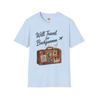 Backgammon Travel T-Shirt — "Will Travel for Backgammon" Vintage Suitcase Design
