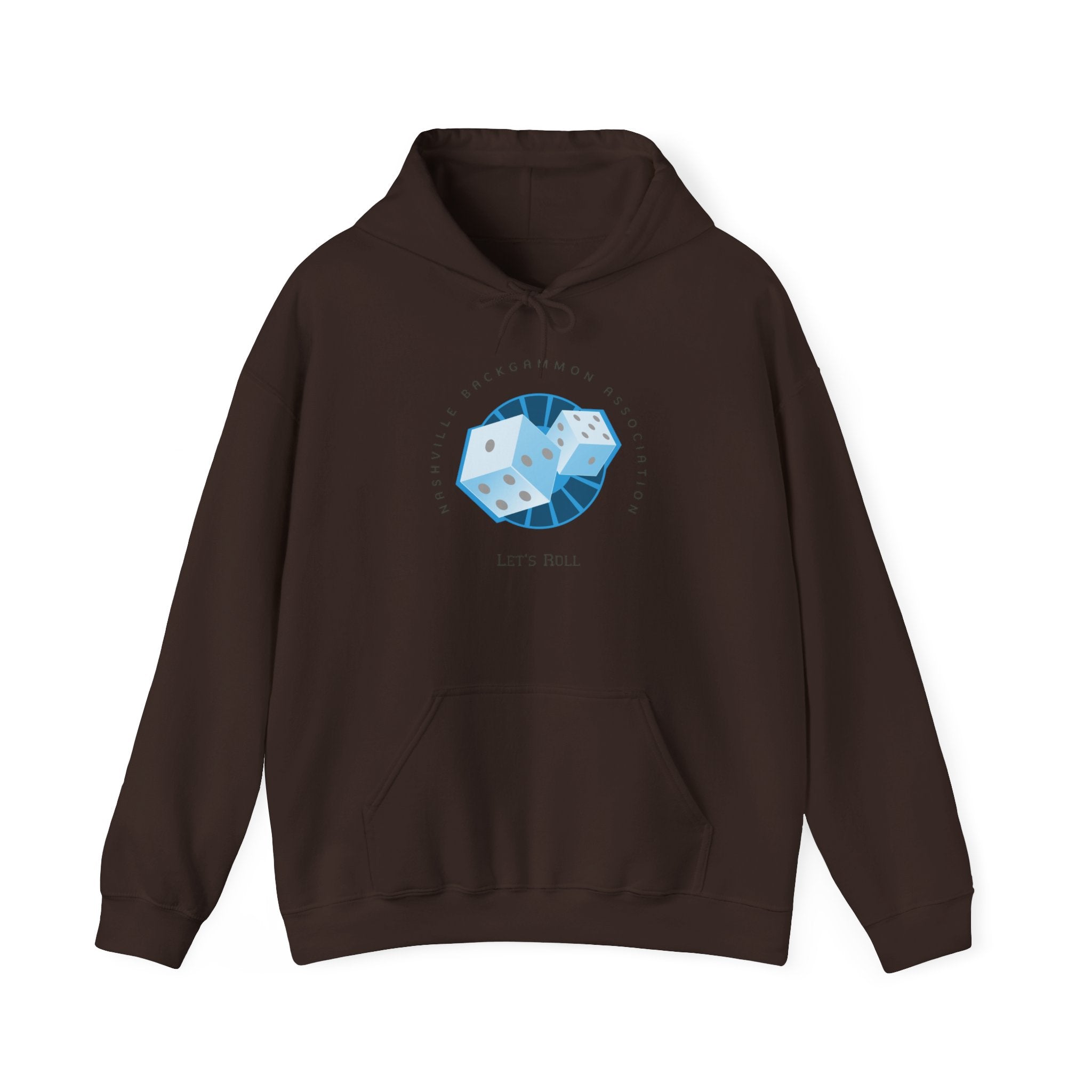 Nashville Backgammon Association Hoodie - 'Let's Roll' Blue Dice Graphic Gaming