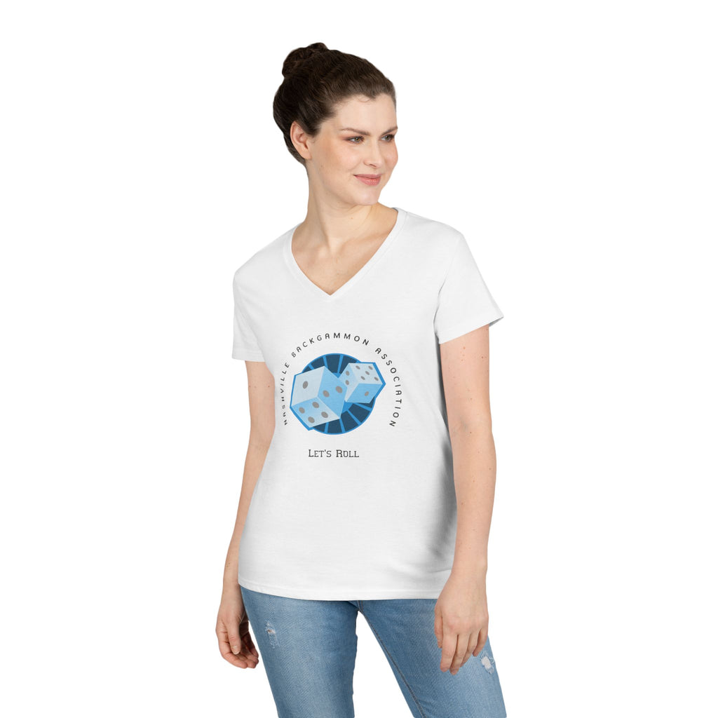 Nashville Backgammon Association Ladies' V-Neck T-Shirt — 'Let's Roll'  Gaming Tee