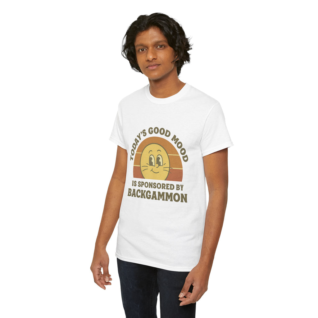 "Today’s Good Mood Is Sponsored by Backgammon" T-Shirt | Retro Smiley Tee