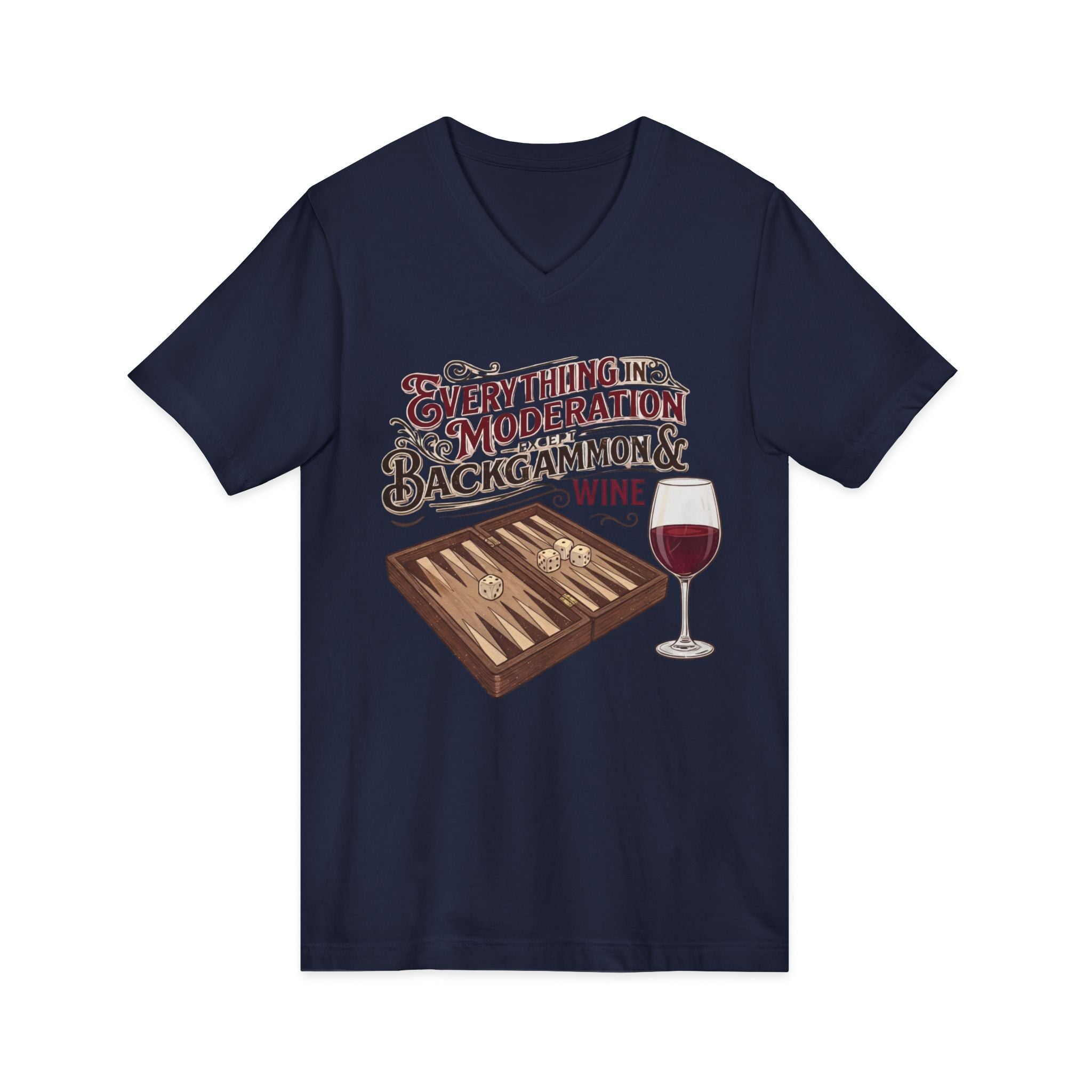 Everything in Moderation except backgammon and wine  V-Neck Tee
