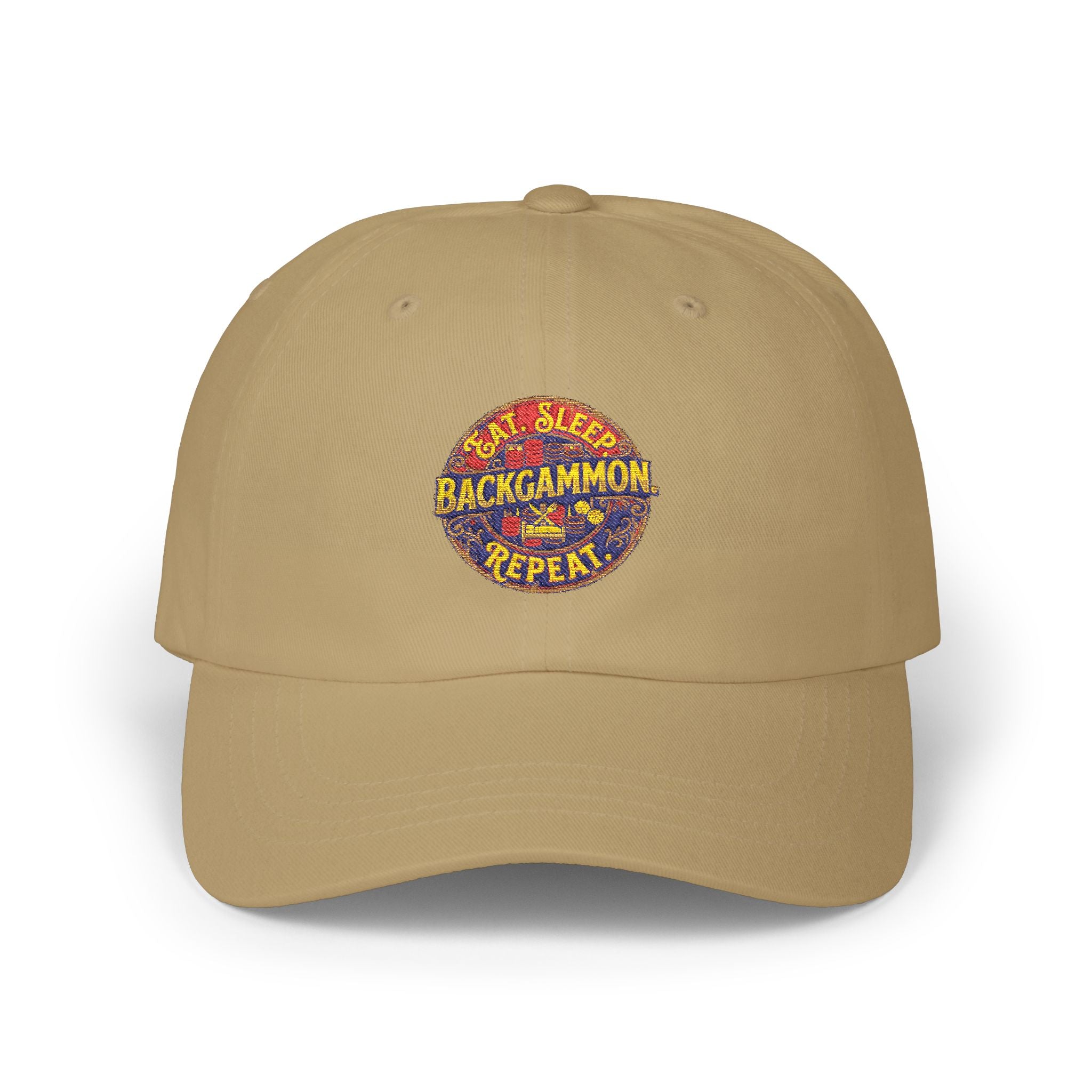 Eat. Sleep. Backgammon. Repeat. Cap — Embroidered Baseball Hat