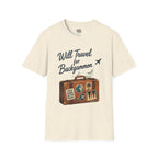 Backgammon Travel T-Shirt — "Will Travel for Backgammon" Vintage Suitcase Design