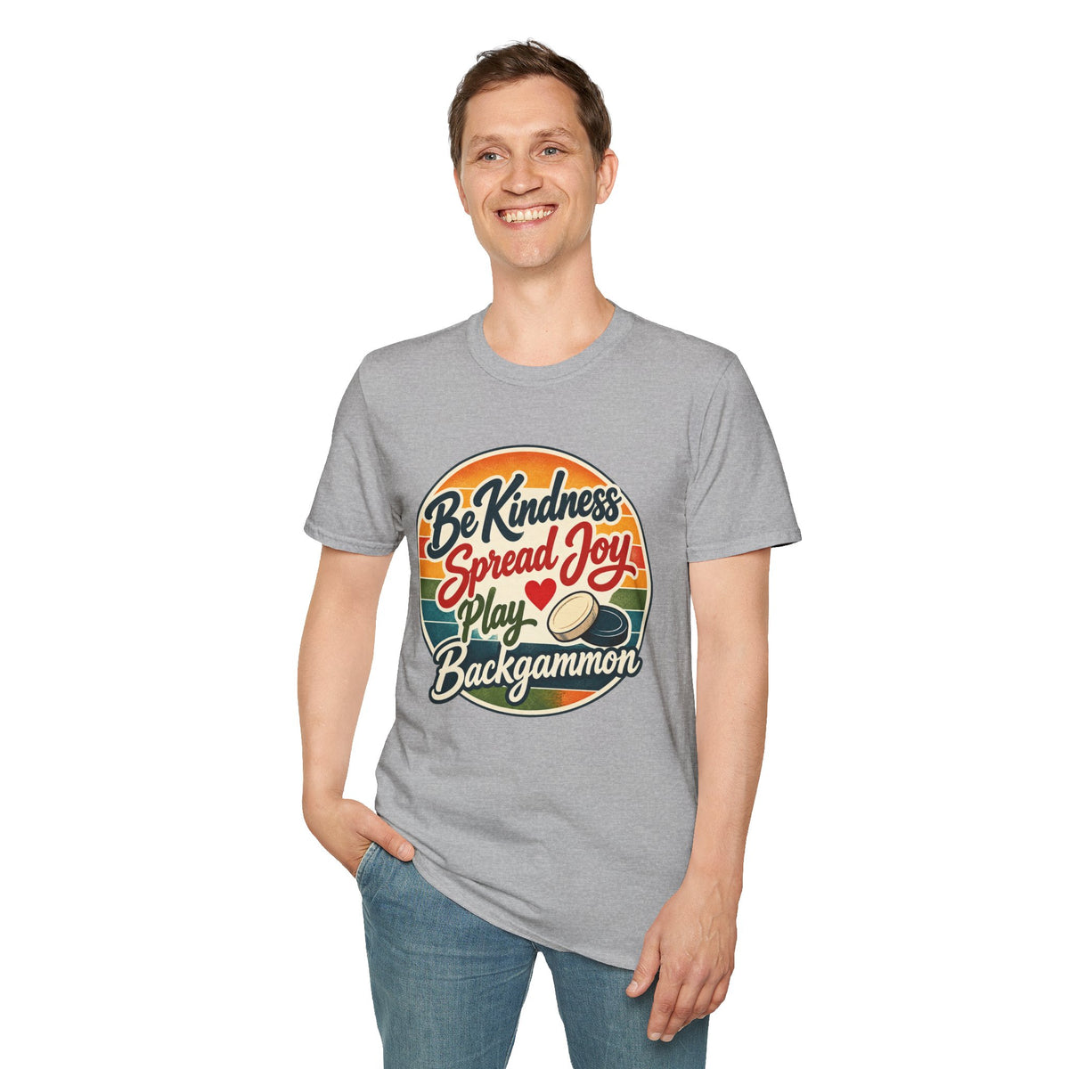 Backgammon T-Shirt — “Be Kindness Spread Joy Play Backgammon 2” Retro Graphic Tee