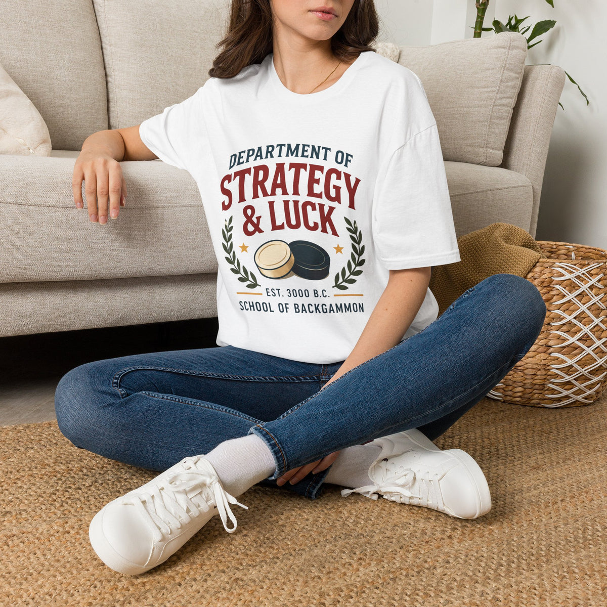 Backgammon T-Shirt — "Department of Strategy & Luck" Vintage Game Tee