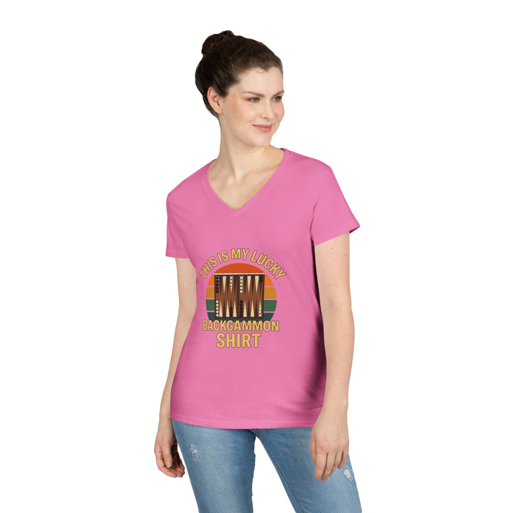 This Is My Lucky Backgammon Shirt Ladies' V-Neck T-Shirt