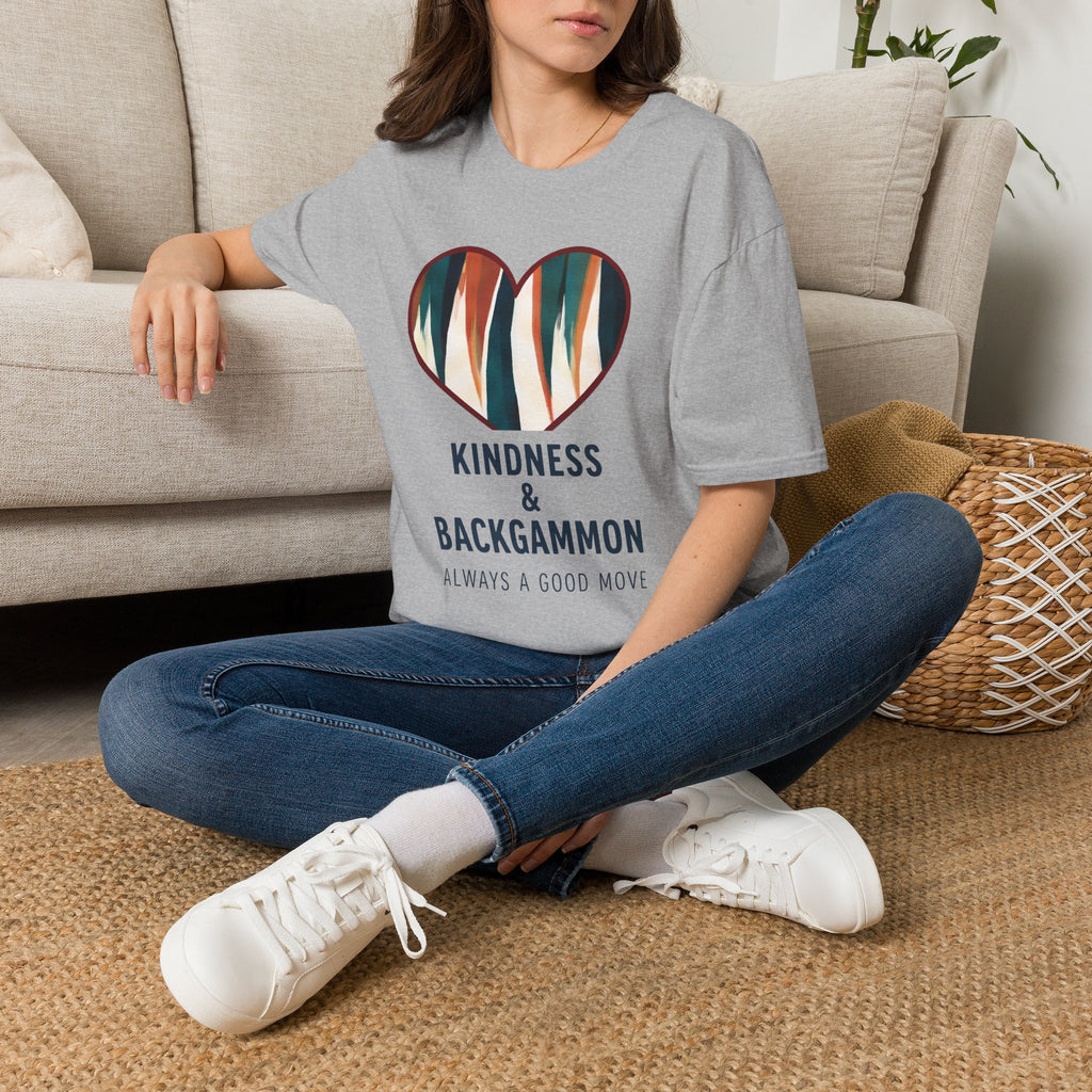 Backgammon Heart T-Shirt — "Kindness & Backgammon: Always a Good Move"