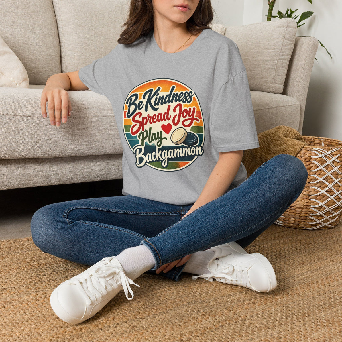 Backgammon T-Shirt — “Be Kindness Spread Joy Play Backgammon 2” Retro Graphic Tee